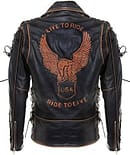 Men's Eagle Embossed Classic Black Leather Jacket