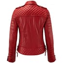 Women's Quilted Red Biker Leather Jacket