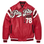 Pelle Pelle Encrusted Varsity Red Plush Jacket