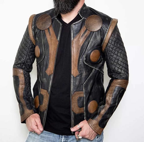 Mens Vintage Moto Quilted Viking Leather Thor Jacket