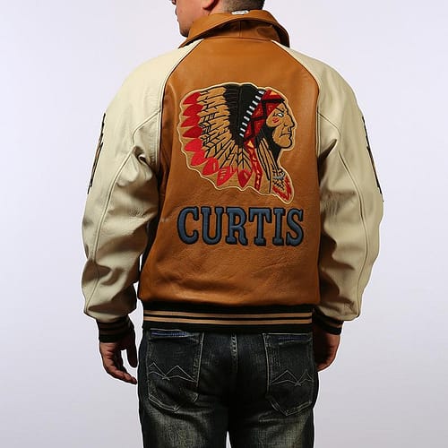 Curtis Embroidery Cowhide Leather Jacket
