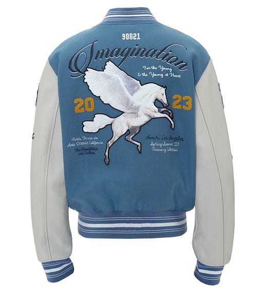 Applique Blue Wool Varsity Jacket