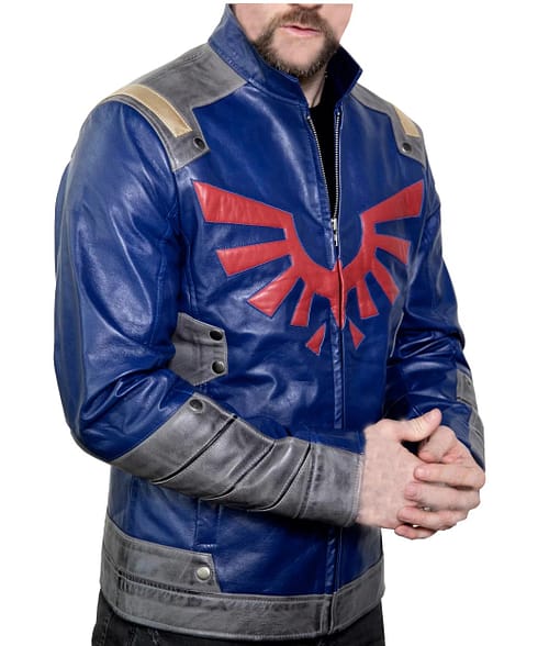 Hylian Shield Blue Legendary Leather Jacket