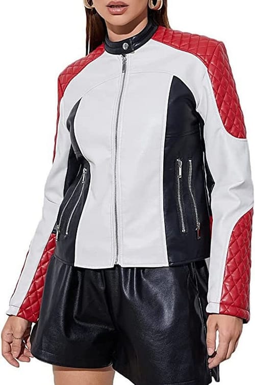 Womens Synthetic Biker Leather Jacket