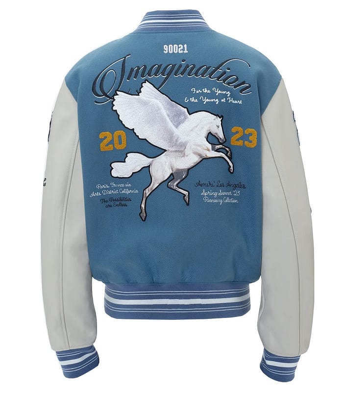 Applique Blue Wool Varsity Jacket