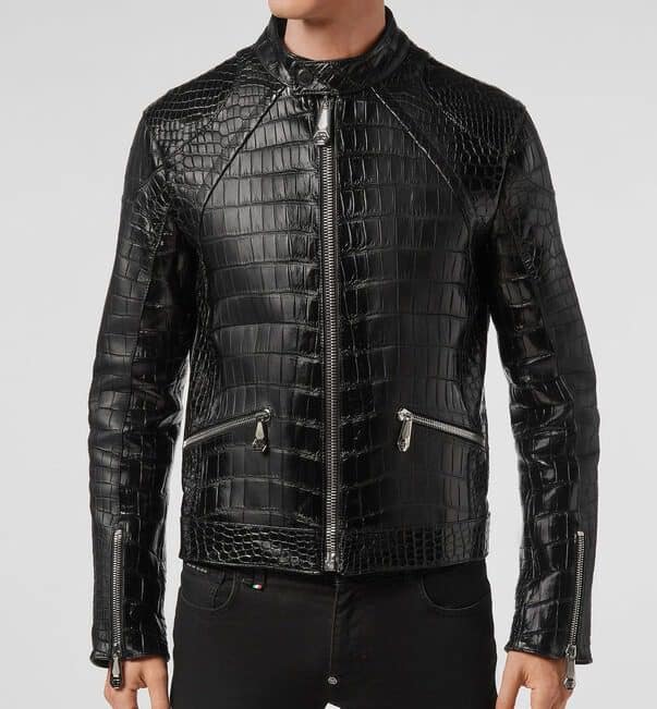 Men’s Alligator Luxury Black Leather Jacket