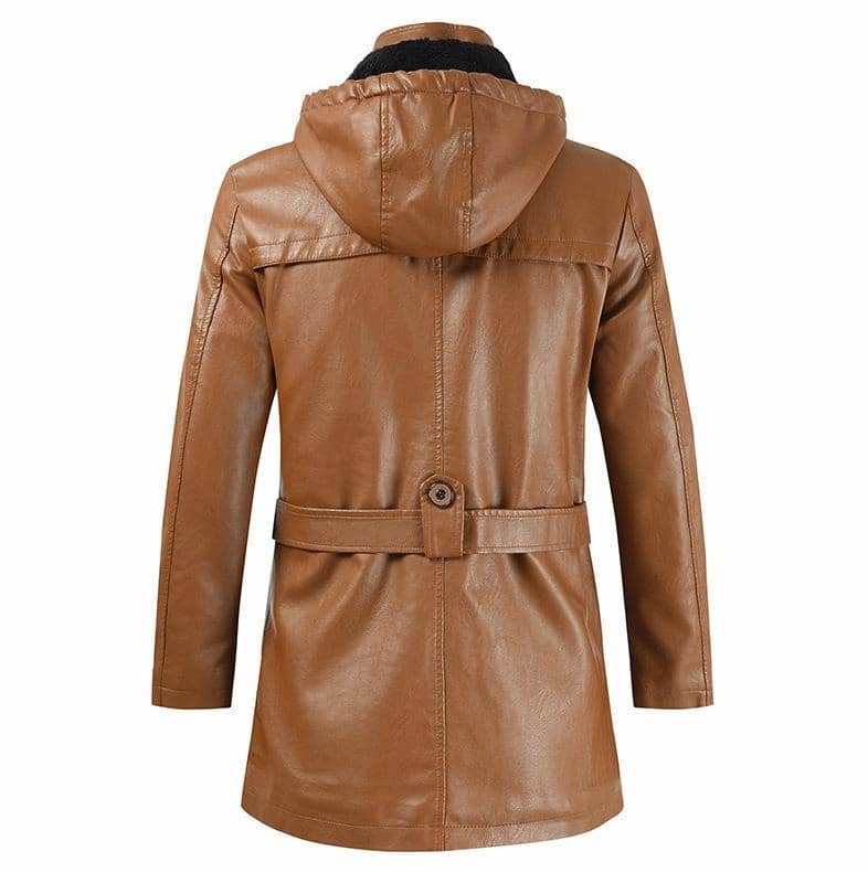New Casual Fashion PU Hooded Leather Jacket  