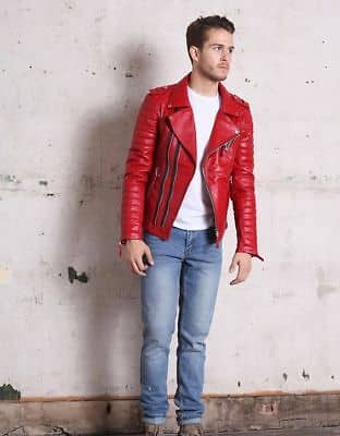 Mens Lambskin Red Leather Jacket
