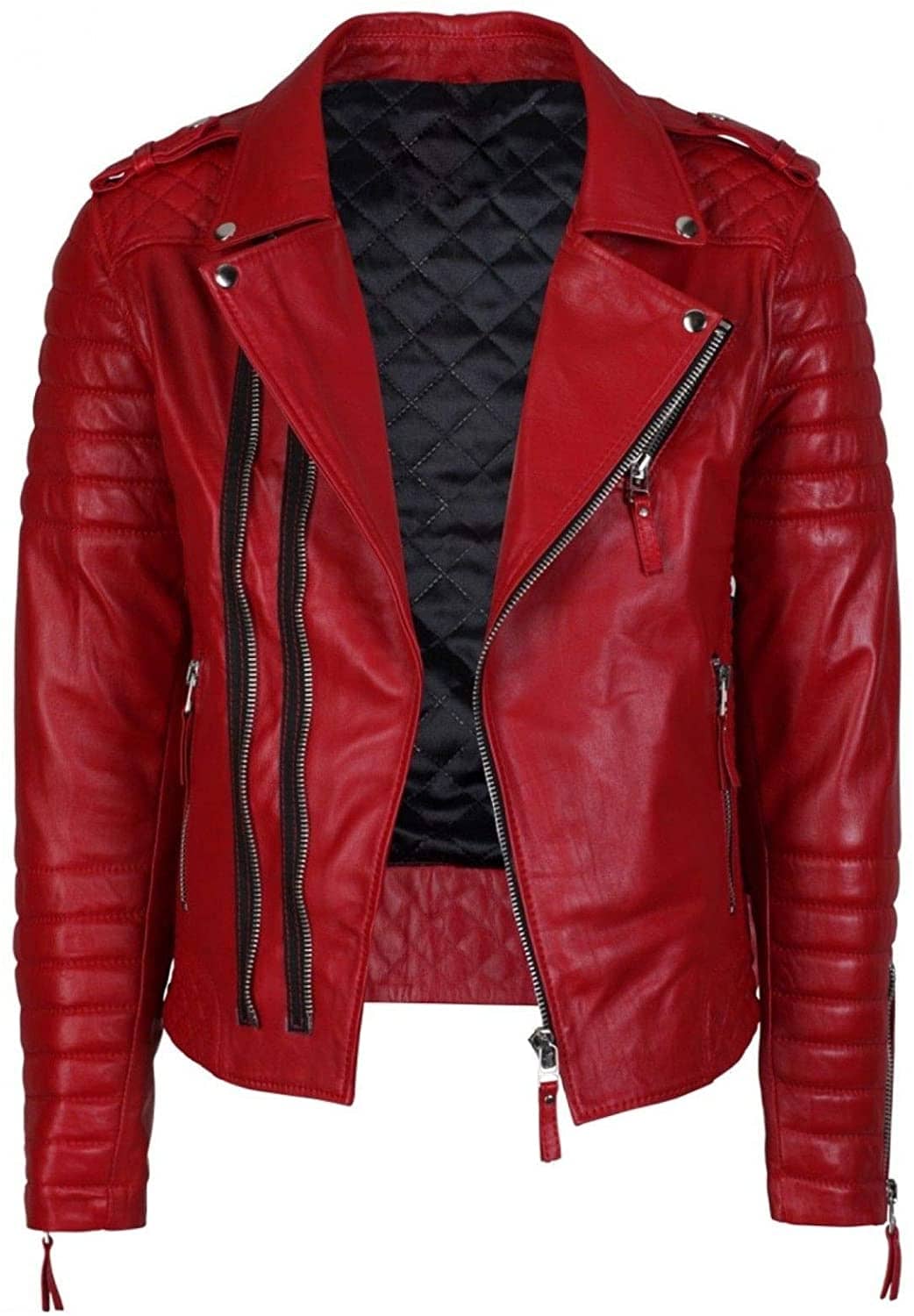 Mens Lambskin Red Leather Jacket