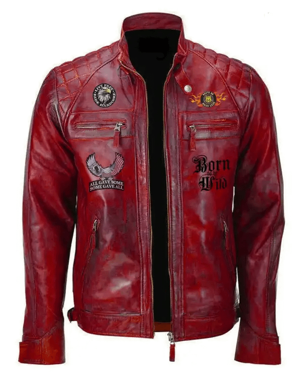 American Eagle Motorcycle Red Leather Jacket