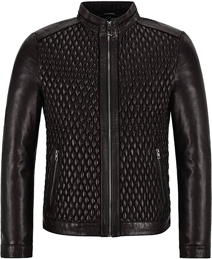 Diamond Quilted Front Racer Jacket