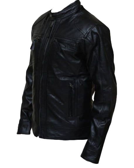 Men's Mofeed Black Leather Cafe Racer Jacket