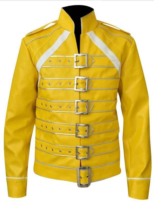 Men's Freddie Mercury Concert Yellow Leather Jacket