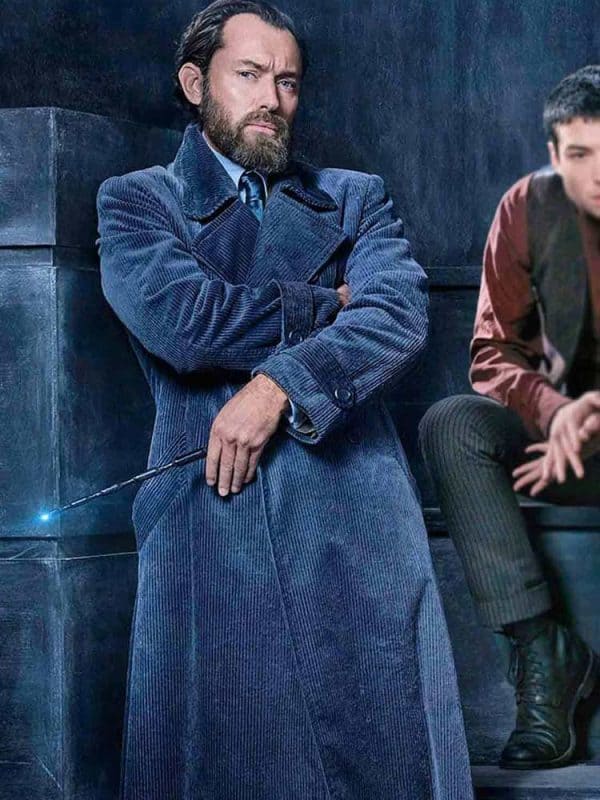 Fantastic Beasts 2 Albus Dumbledore Grey Corduroy Coat
